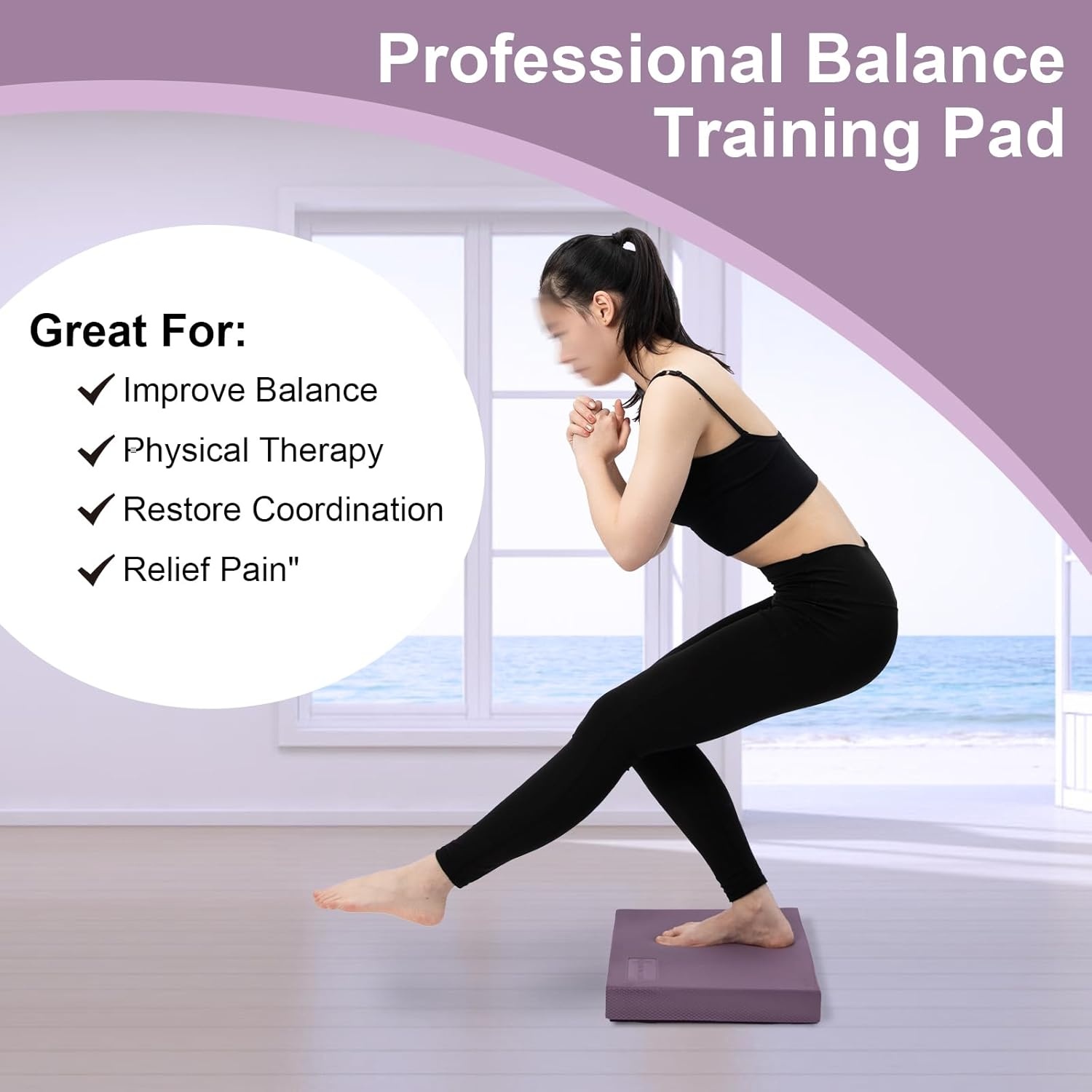 image:imagestrongtek purple balance pad amp wooden slant board stretch amp stability kit for rehab amp fitness