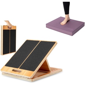 image:imageStrongTek Balance amp Stretch Kit  Foam Pad  Adjustable Wooden Slant Board for Rehab amp Mobility