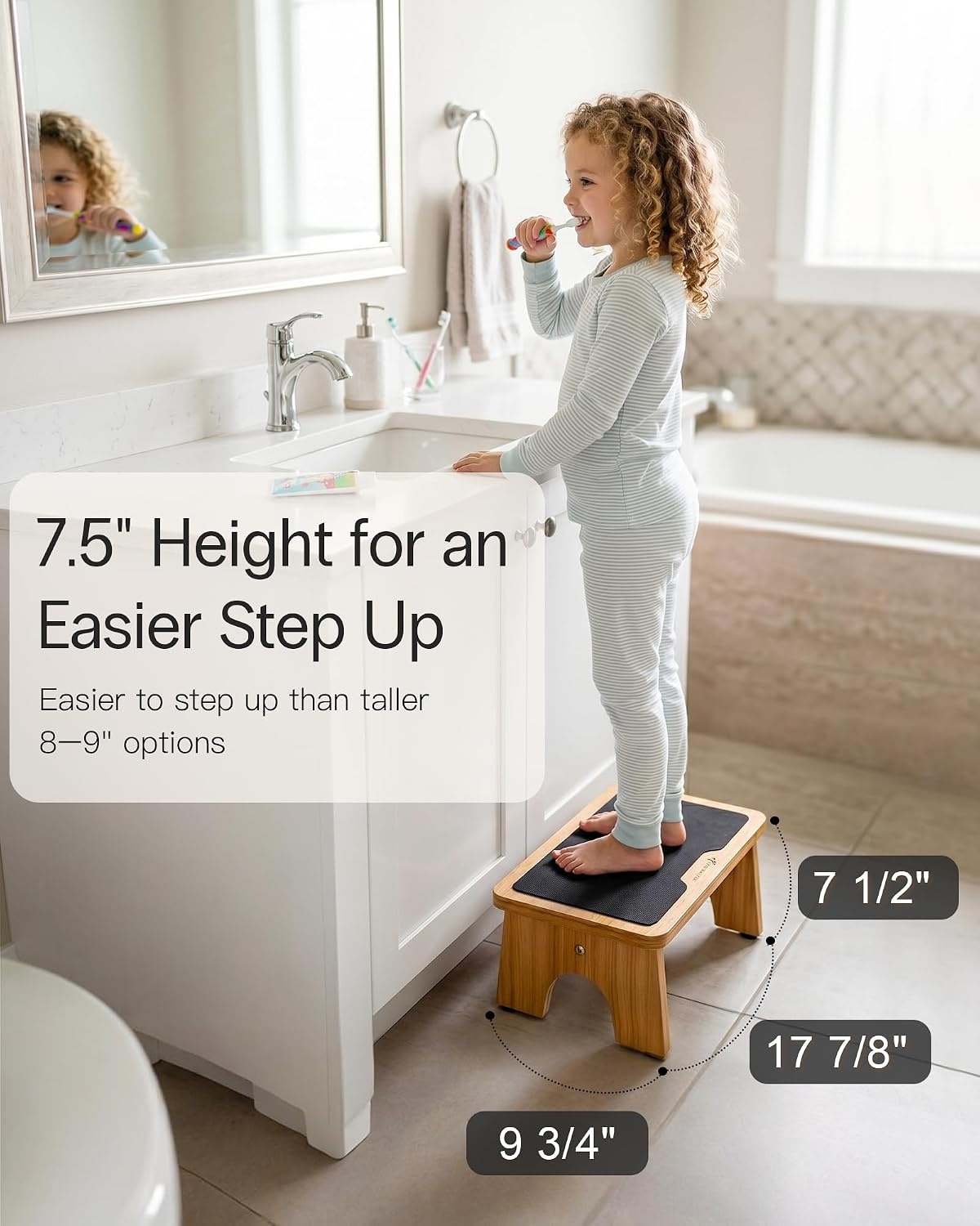 image:imageStrongTek Bedside Step Stool for Adults 75 Low Wooden Step Stool with ExtraWide NonSlip Surface HeavyDuty 300 lbs Capacity Small Foot Stool for Bedroom Bathroom Kitchen amp Elderly